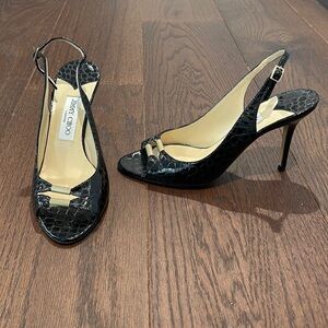 Jimmy Choo Black Peep Toe Heels